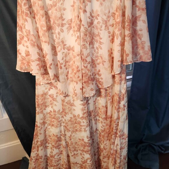 Floral Georgette Cape Gown - Picture 2 of 5